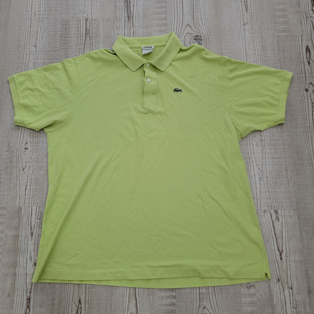 Lacoste Men's Lime Green Polo Shirt with Crocodile Logo Size 8 Classic Preppy
